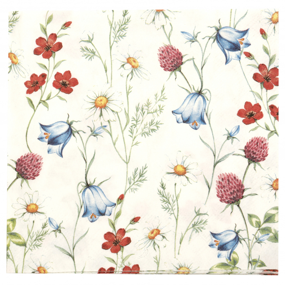 Decoupage napkin Ambiente 33x33 cm three-layer Mixed Wild Flowers White -1 piece