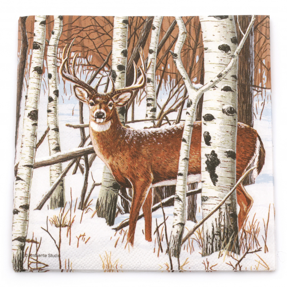 Салфетка за декупаж Ambiente 33x33 см трипластова Deer in Forest -1 брой