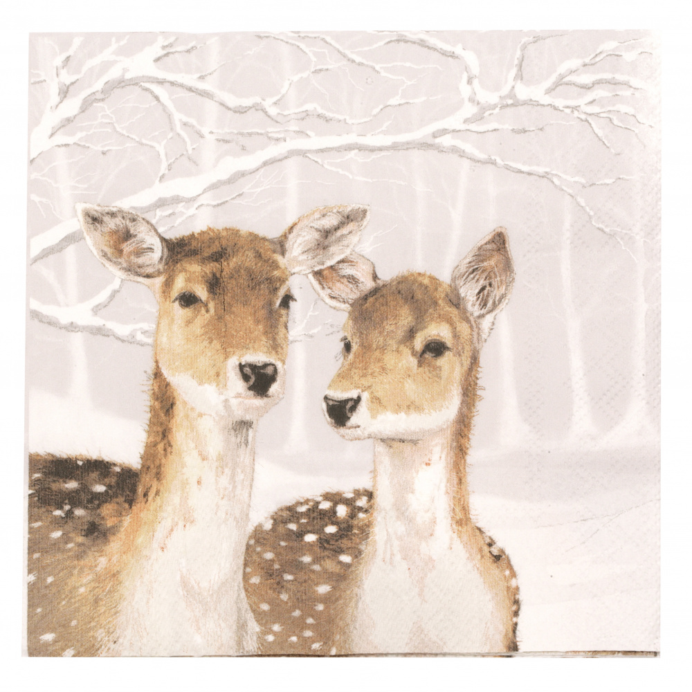 Салфетка за декупаж Ambiente 33x33 см трипластова Fallow Deer in Winter -1 брой