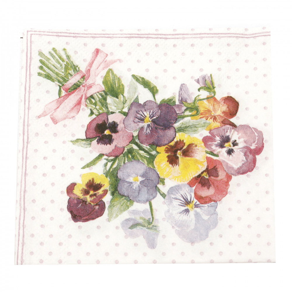 3-Ply Paper Art Napkin for Decoupage AMBIENTE / Bunch of Violets / 25x25 cm - 1 piece