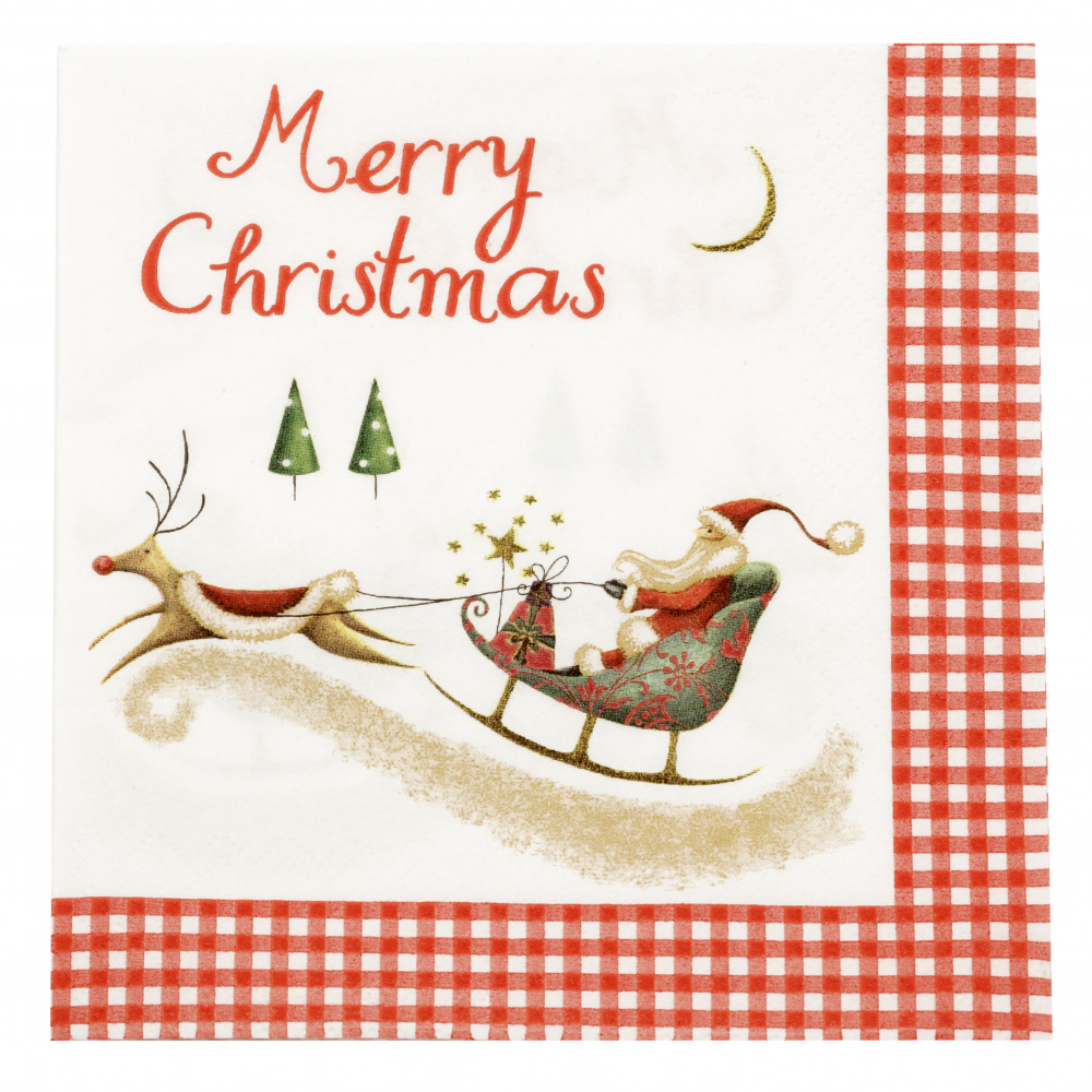 3-Ply Napkin for Decoupage TI-FLAIR / Merry Christmas with Santa / 33x33 cm - 1 piece