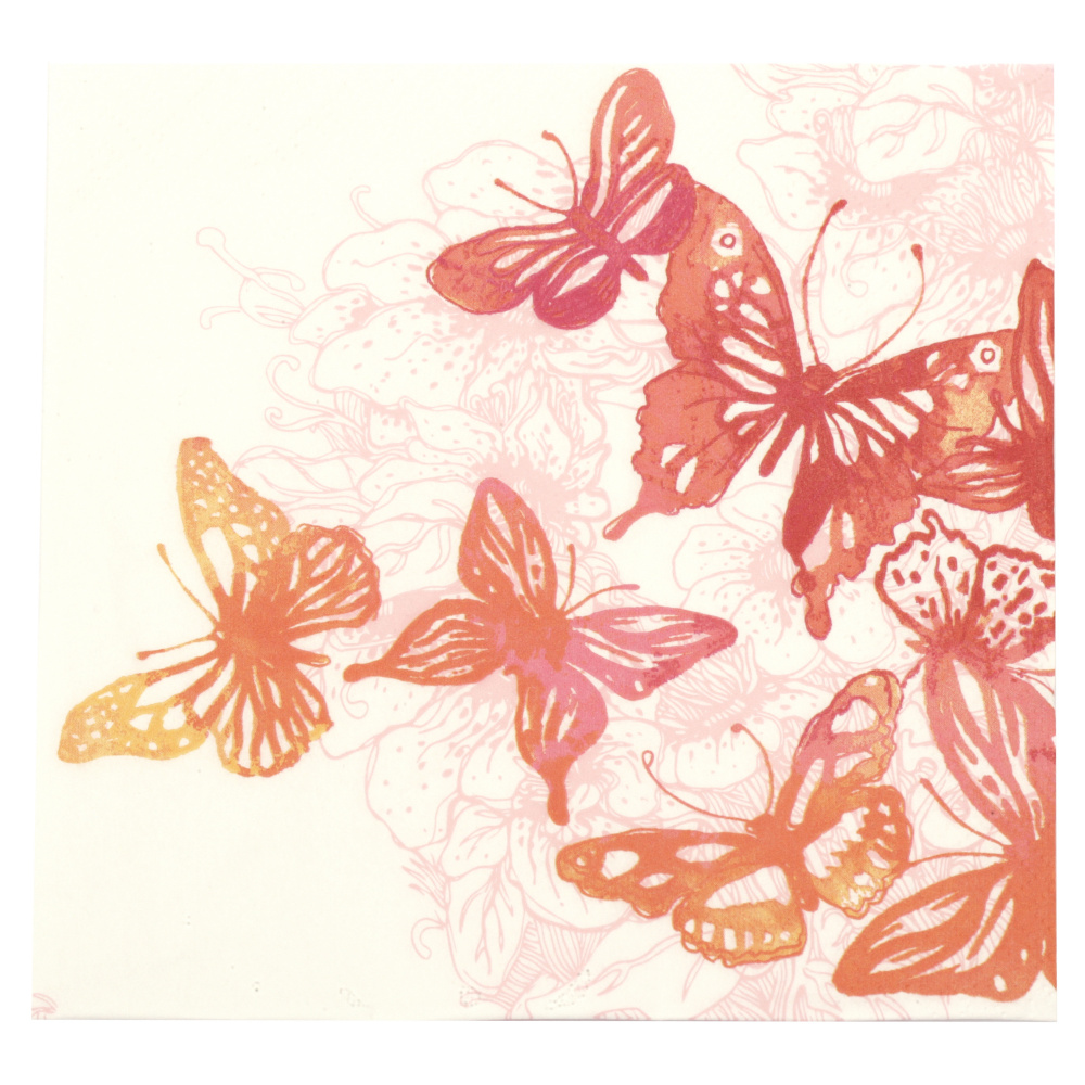 Decoupage Napkin TI-FLAIR with 3 Layers / Amazing Butterflies /  33x33 cm - 1 piece