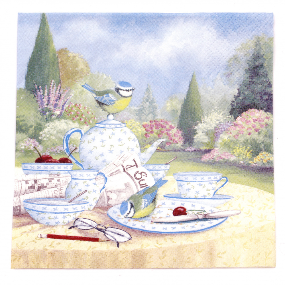 3-Ply Decorative Napkin TI-FLAIR for Decoupage / Blue Tits at Sunday Morning / 33x33 cm - 1 piece