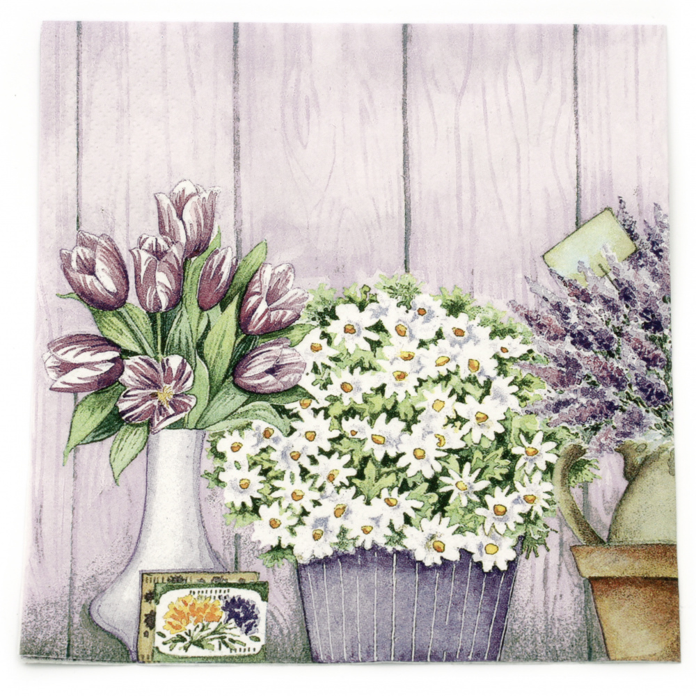 Салфетка ti-flair 33x33 см трипластова Lilac Flowers with Heart -1 брой