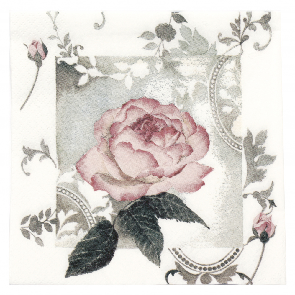 3-Ply Decorative Napkin TI-FLAIR for Decoupage / Enchanting Vintage Rose / 33x33 cm - 1 piece