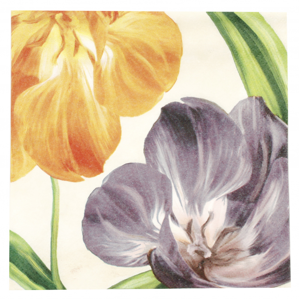 3-Ply Decorative Napkin TI-FLAIR for Decoupage / Blooming Tulips / 33x33 cm - 1 piece