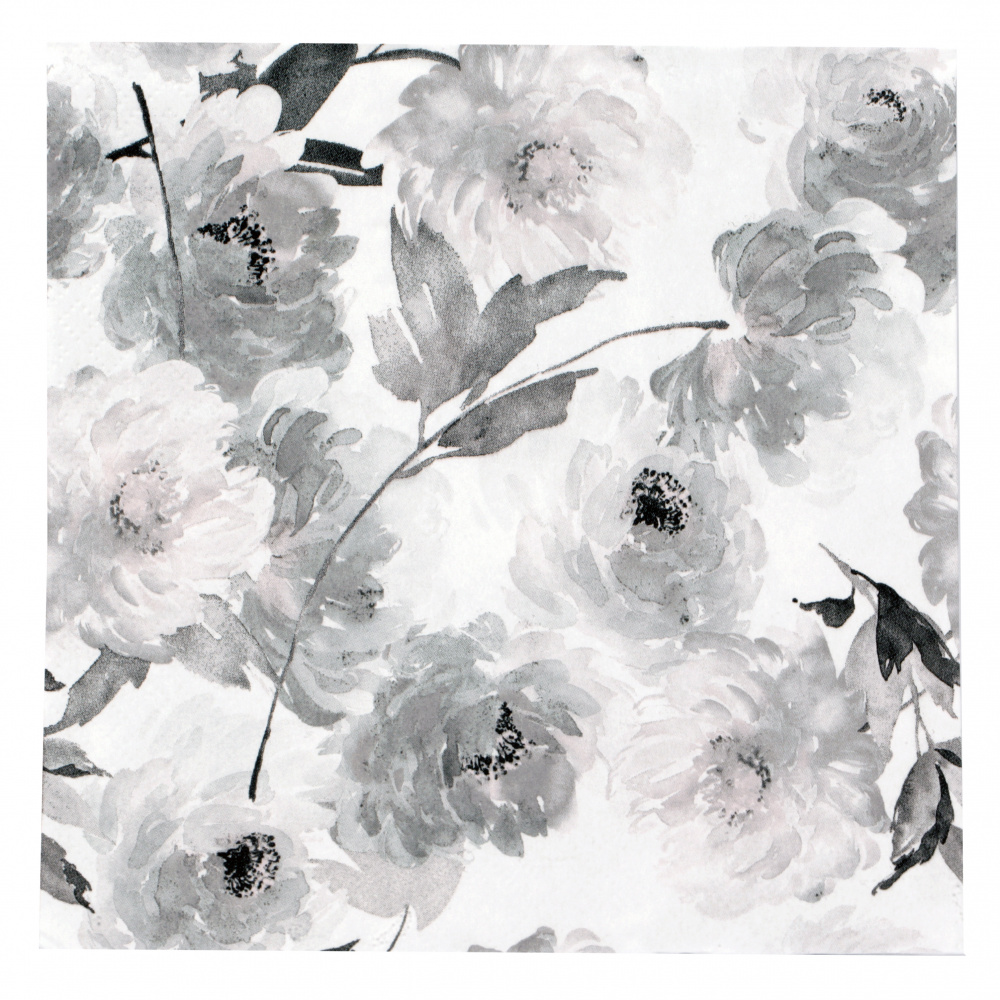 Χαρτοπετσέτα ti-flair 33x33 cm τριών στρώσεων Summer Roses anthrazit -1 τεμάχιο