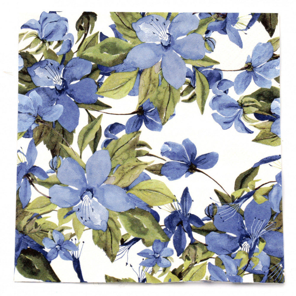 Χαρτοπετσέτα ti-flair 33x33 cm τριών στρώσεων Flowering Clematis μπλε -1 τεμάχιο