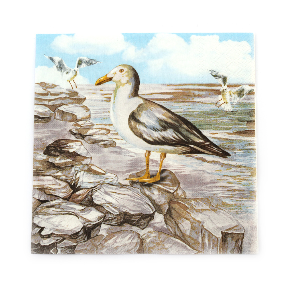 Decoupage napkin Ambiente 33x33 cm three-layer Seagull on the Shore - 1 piece