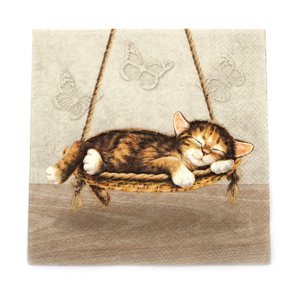 Napkin for decoupage Ambiente 33x33 cm three-layer Dreaming Cat - 1 piece