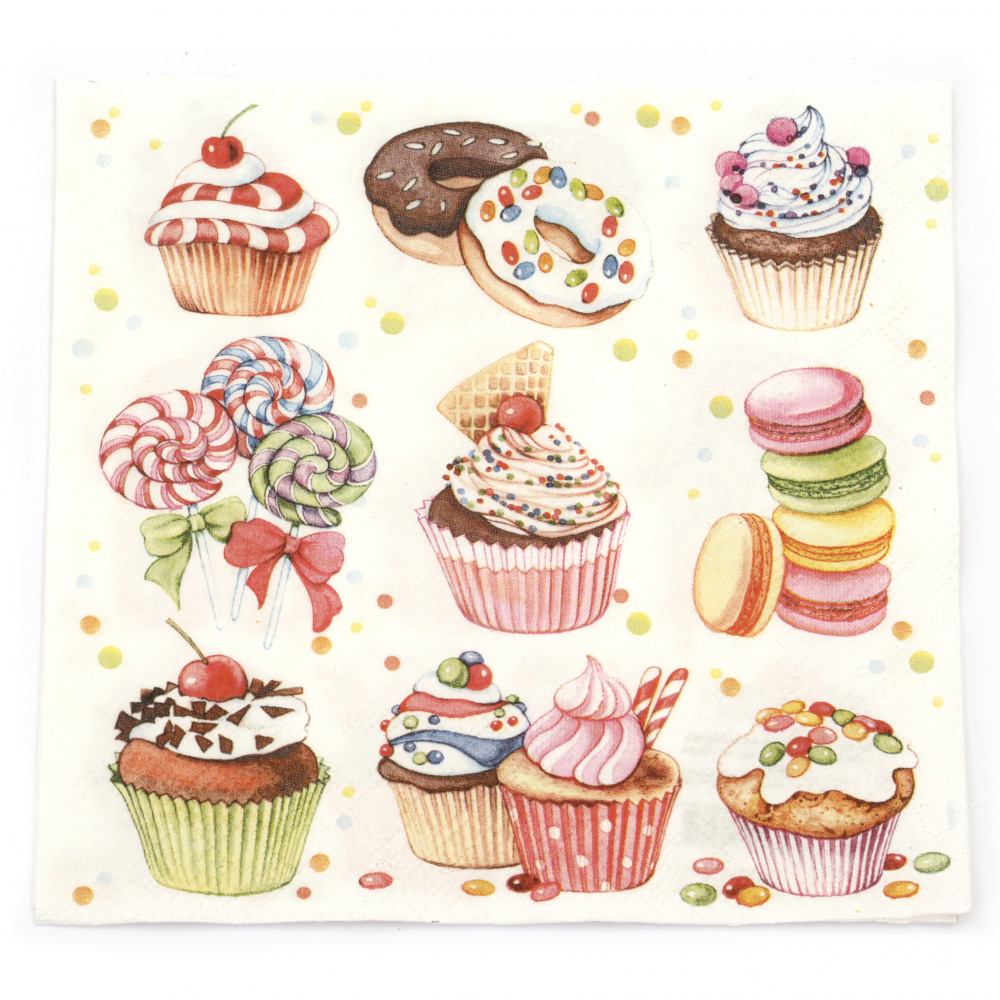 Napkin for decoupage Ambiente 33x33 cm three-layer Sweets - 1 piece