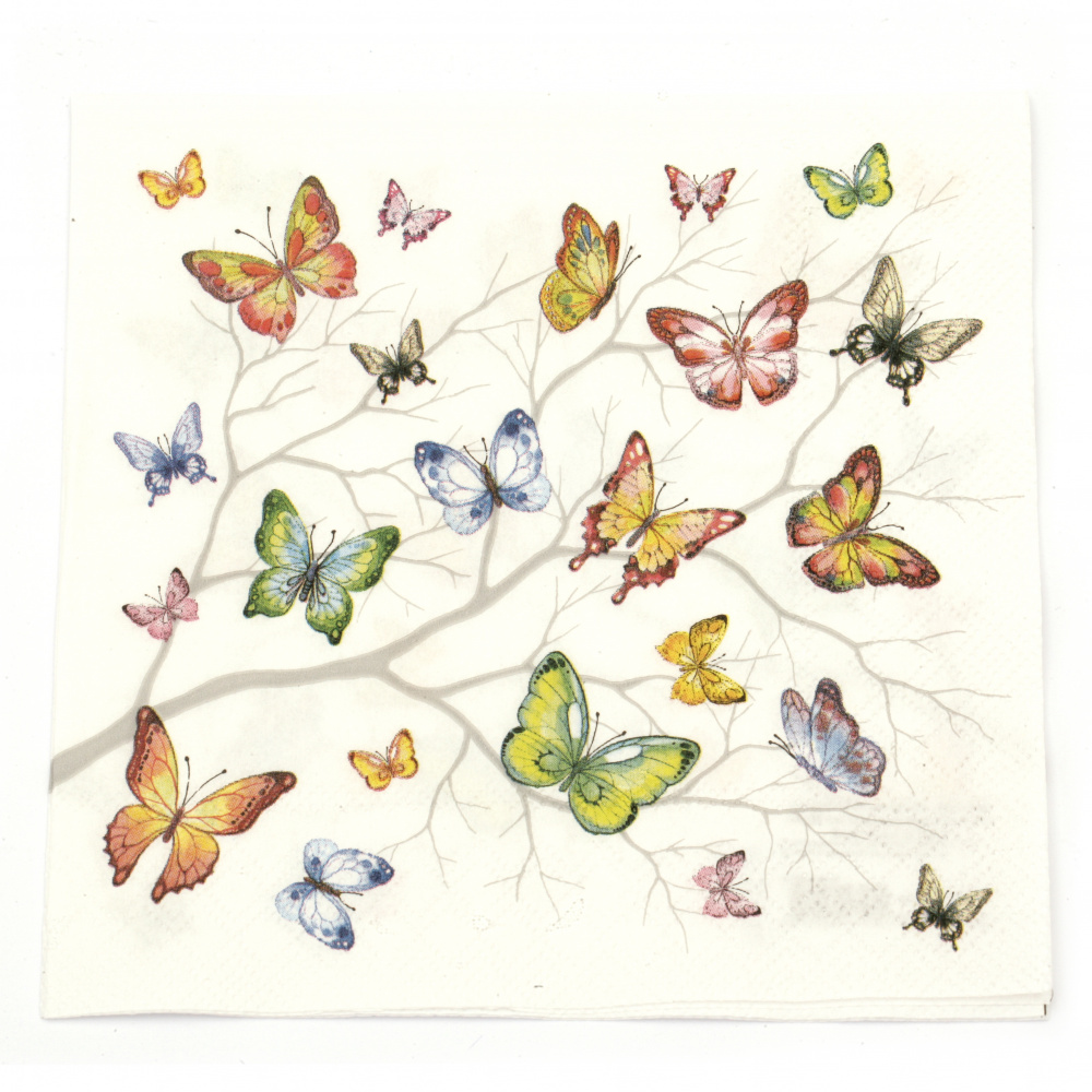 Салфетка за декупаж Ambiente 33x33 см трипластова Colourful Butterflies -1 брой