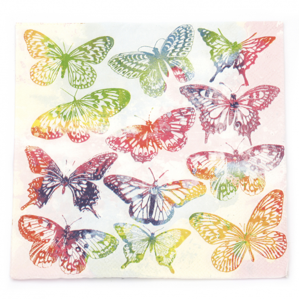 Decoupage napkin Ambiente 33x33 cm three-layer Aquarell Butterflies mix - 1 piece