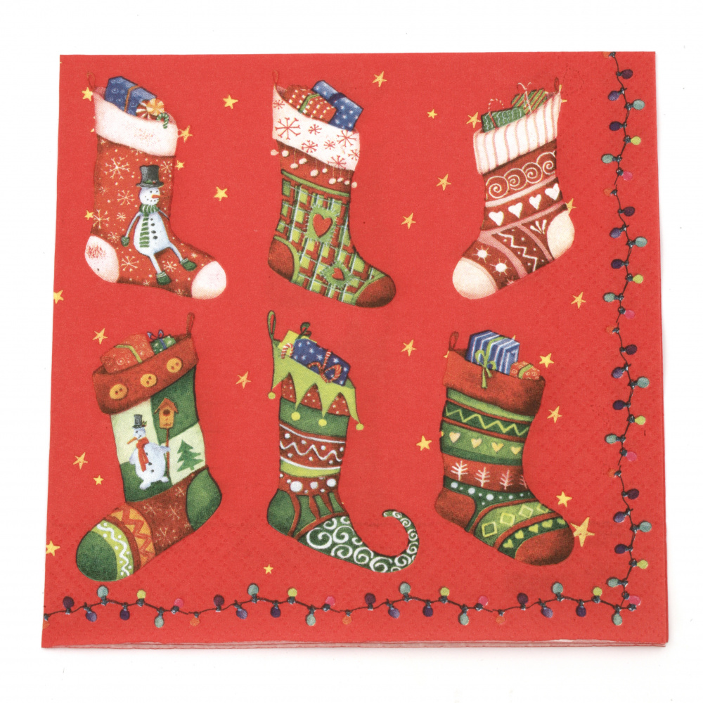 Napkin for Decoupage Ti-flair 33x33 cm three-layer Colorful Christmas Stockings - 1 piece