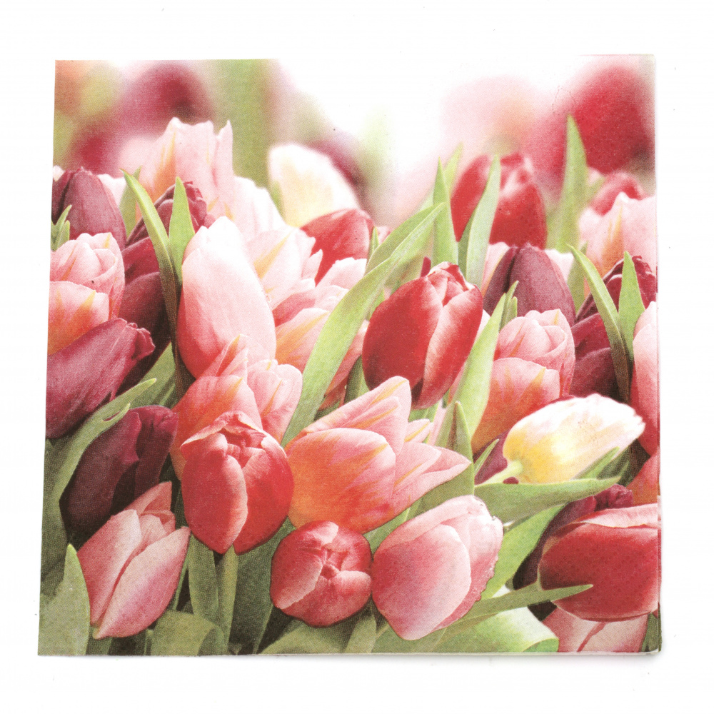 Napkin for Decoupage Ti-flair 33x33 cm three-layer Pink and Violet Tulips - 1 piece