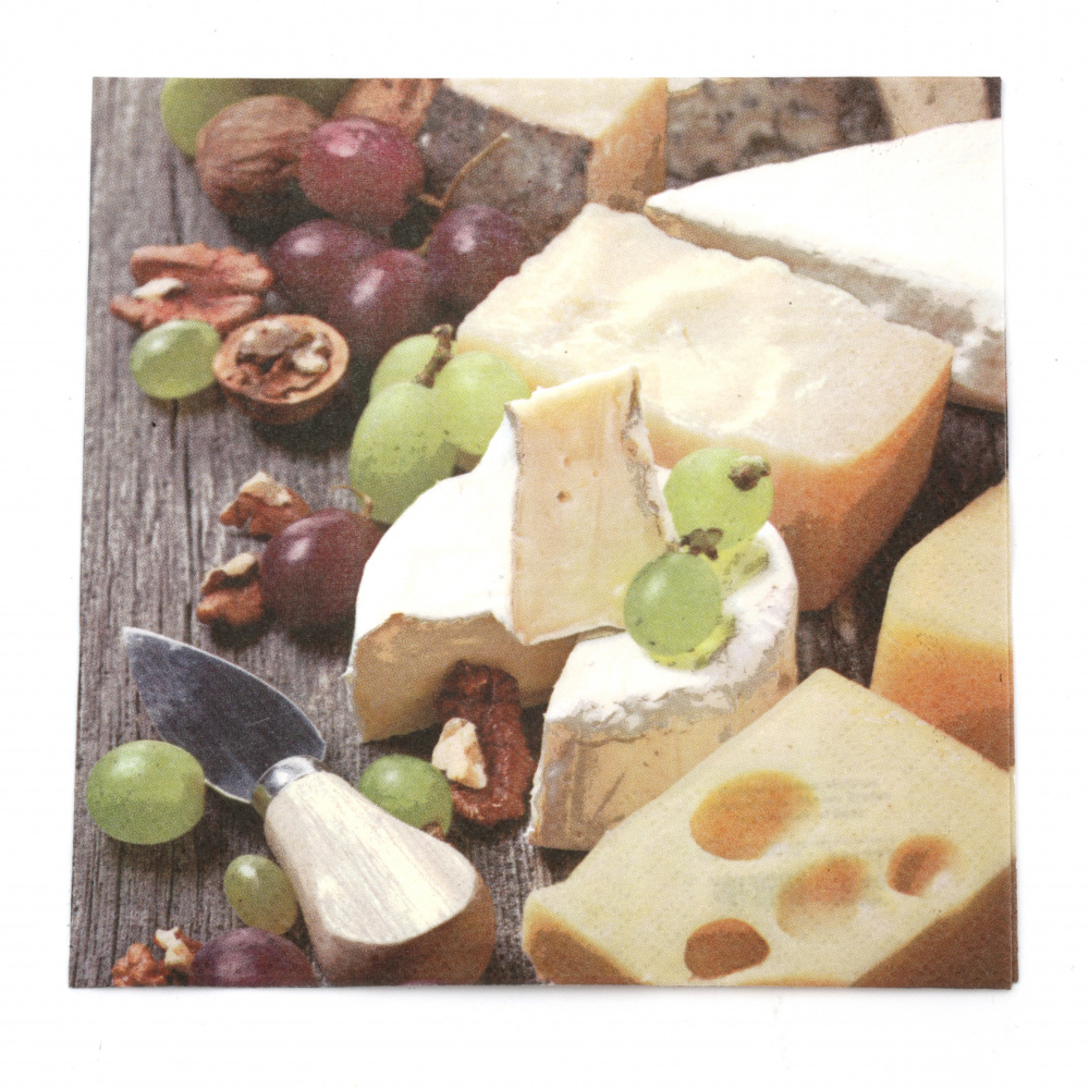 Napkin for Decoupage Ti-flair 33x33 cm three-ply Cheese, Grapes and Walnuts - 1 piece