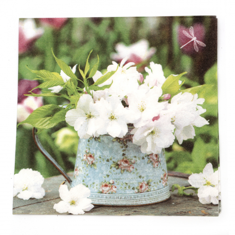 Decoupage napkin - Ti-flair 33x33 cm three-layer White Crabapples in Vintage Vase - 1 piece