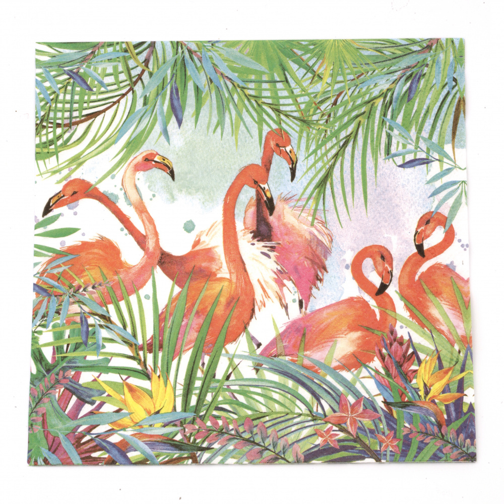 Decoupage napkin - Ti-flair 33x33 cm three-ply Flamingos - 1 piece