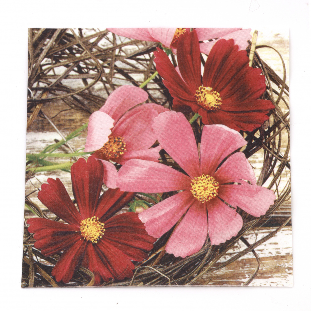 Decoupage napkin - Ti-flair 33x33 cm three-layer Cosmos Flowers - 1 piece