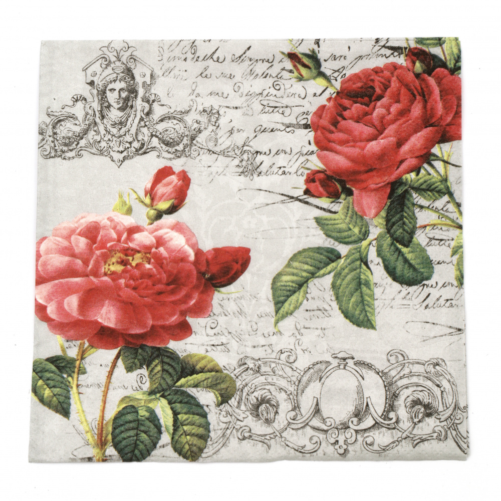 Decoupage napkin - Ti-flair 33x33 cm three-ply Deux Roses Classique black - 1 piece