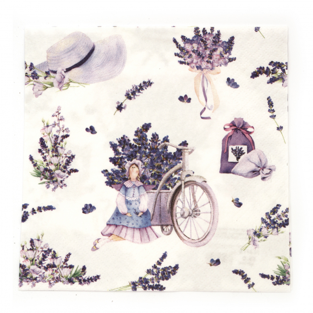 Decoupage napkin - Ti-flair 33x33 cm three-layer Lavender Bouquets with Tilda Doll - 1 piece
