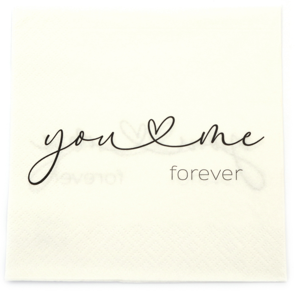 Napkin Ti-Flair, 33x33 cm, Three-Ply, Featuring "You and Me Forever" - 1 Piece