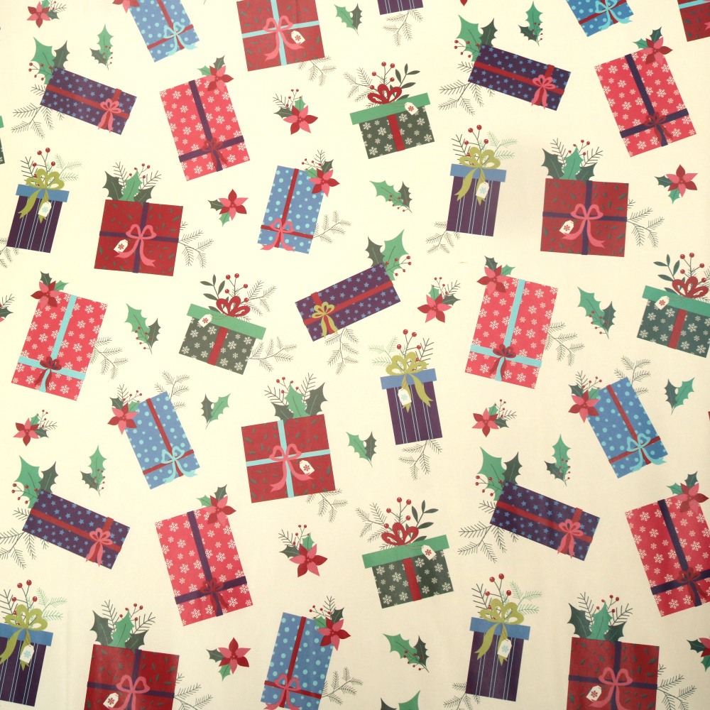 Hartie de ambalat 510x750 mm Moș Craciun cu un sac albastru