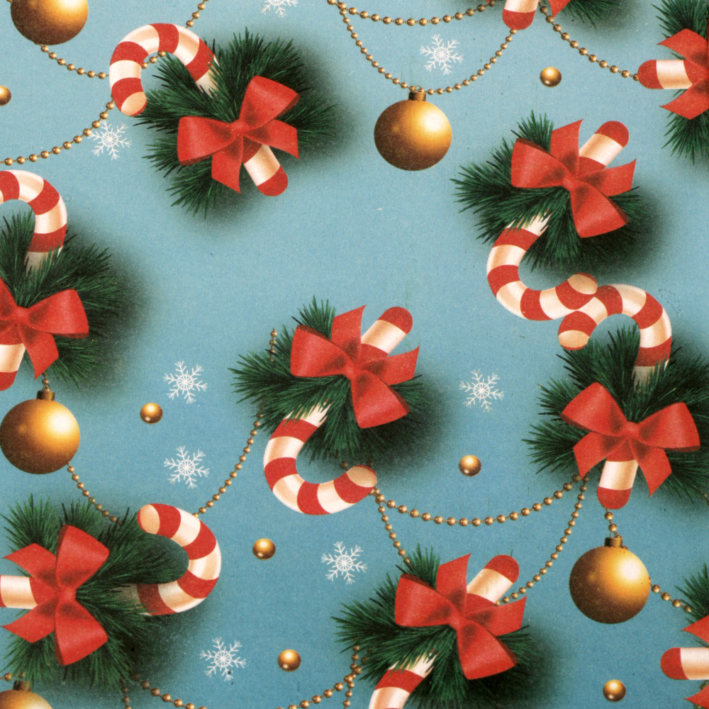 Christmas Wrapping Paper 510x750 mm Candy Cane, Pale Blue