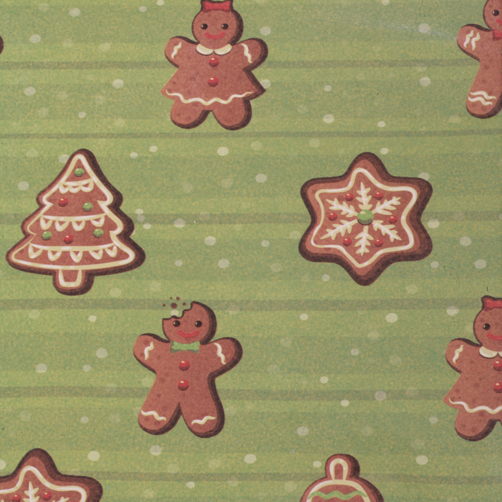 Wrapping Paper / Christmas Cookies / 510x750 mm / Green