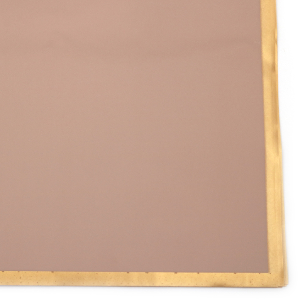 Matte cellophane for packaging and decoration with edging, 58x58 cm, milk color with cocoa - 20 sheets