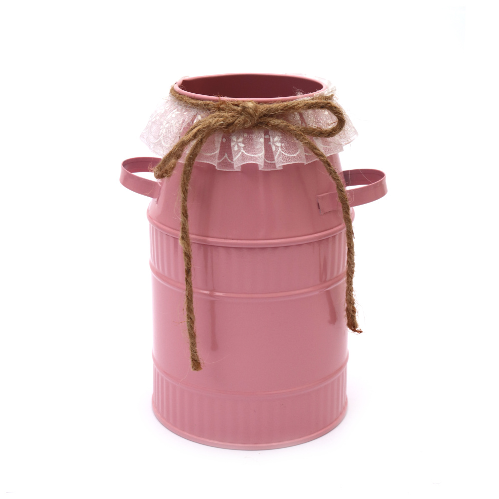 Μεταλλικό διακοσμητικό δοχείο 90x150 mm χρώμα ροζ