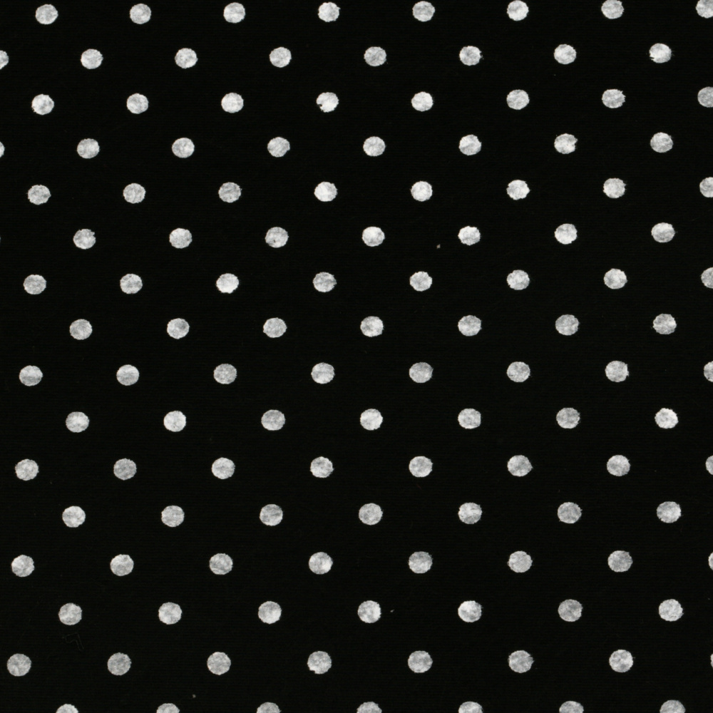 Felt, 1 mm, 30x30 cm, Black with Dots Print - 1 piece