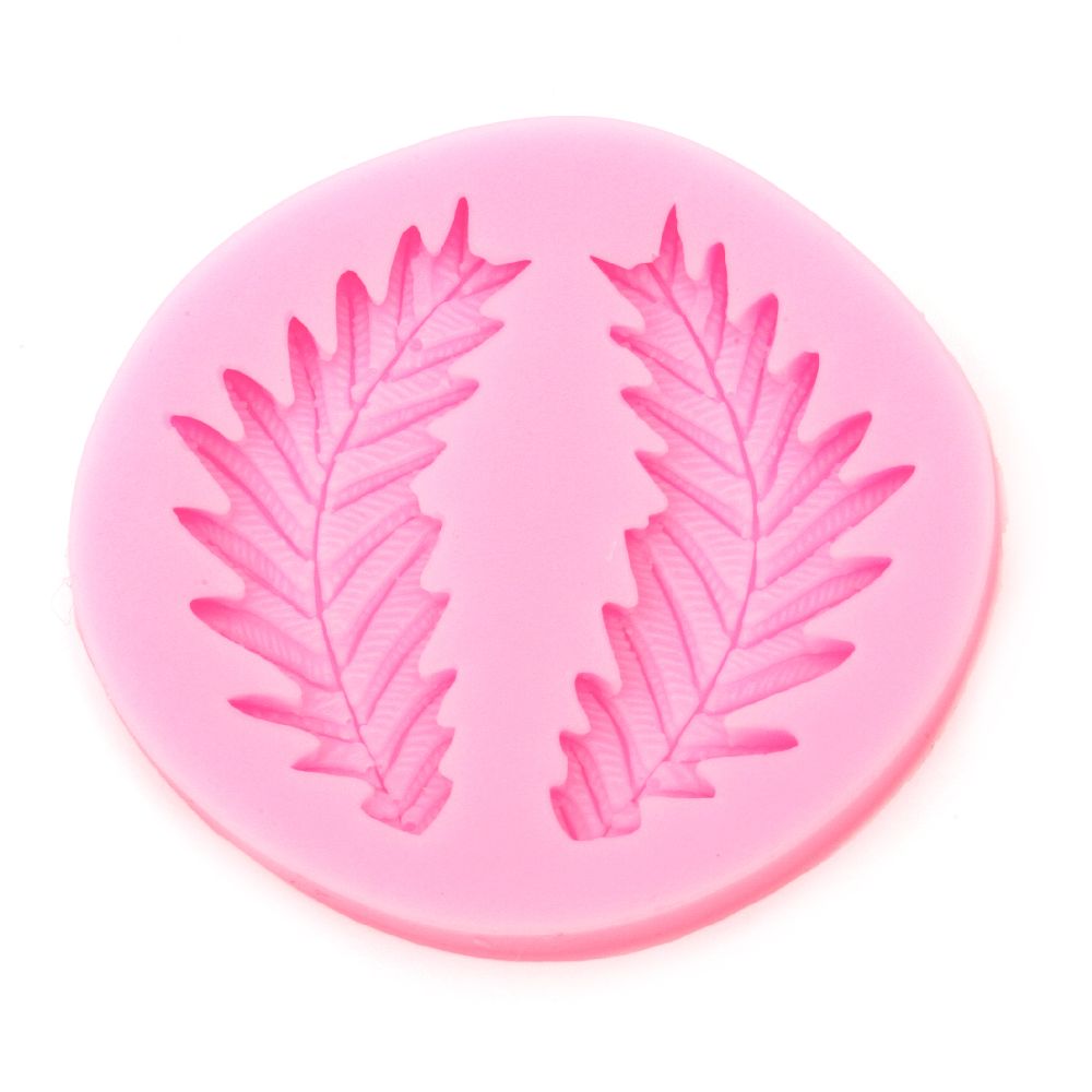 Leaf Shaped Silicone Mold, with Two Leaves, 73x66x9 mm