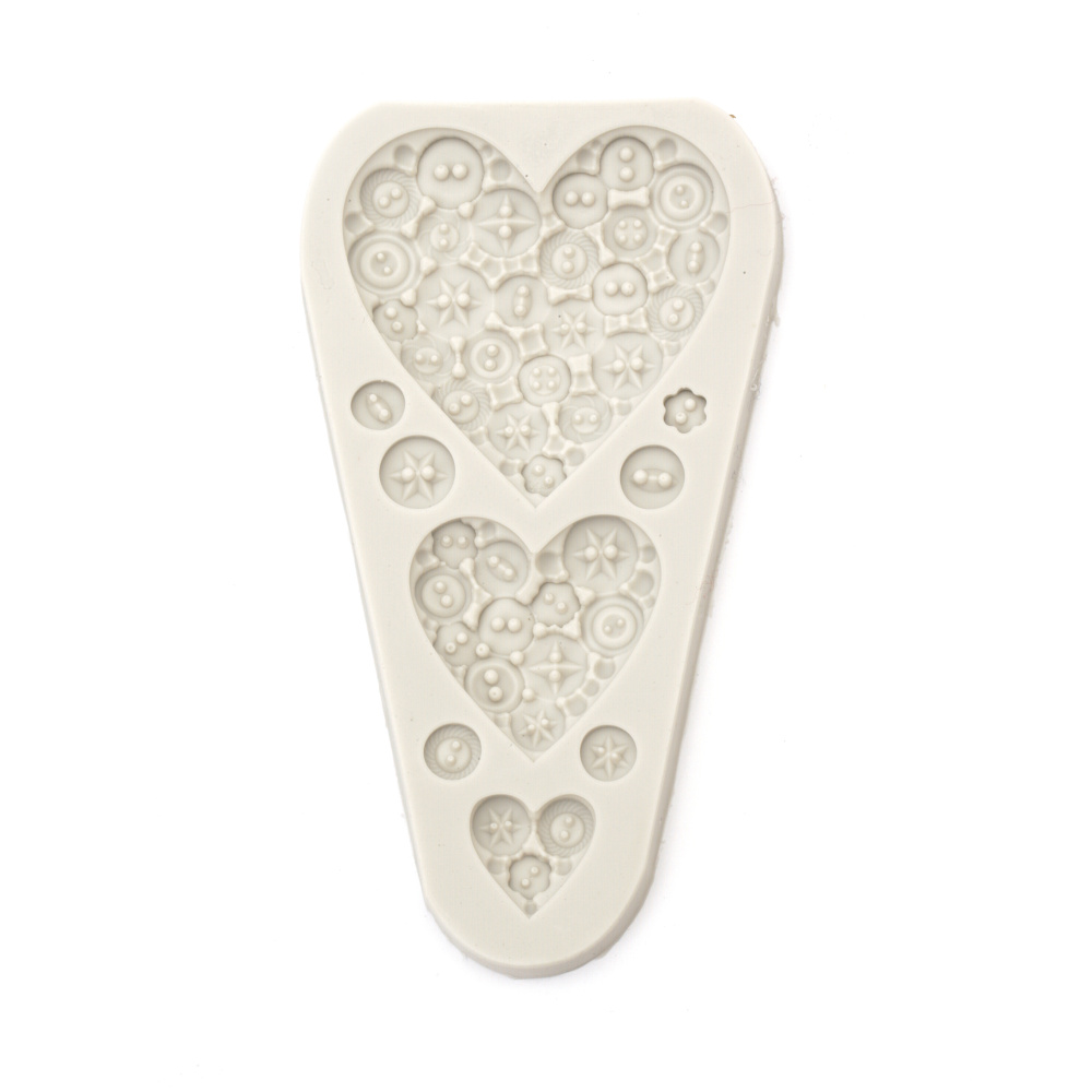 Silicone mold /shape/ 87x160x10 mm Hearts with ornaments