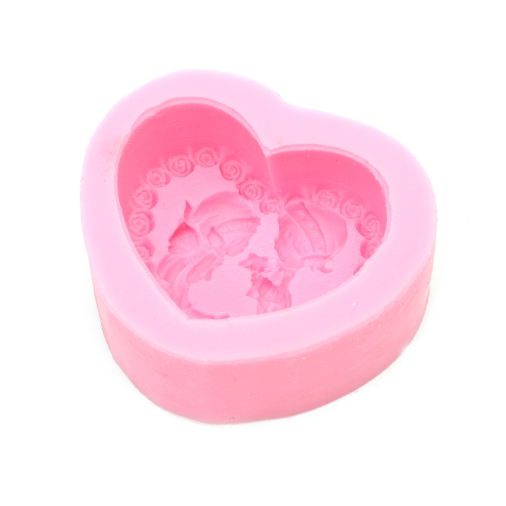 Silicone mould, 99x86x36 mm, Silicone Mold Shape: Heart with Elves