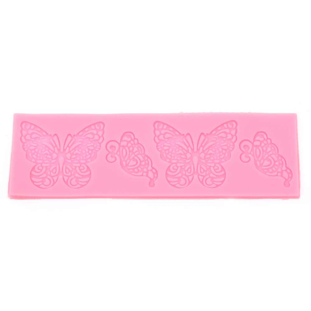 Butterfly Silicone Mold, 185x57x4 mm, Shapes: 4 butterflies in 2 different sizes, for cake baking, decoration tool for DIY Polymer clay