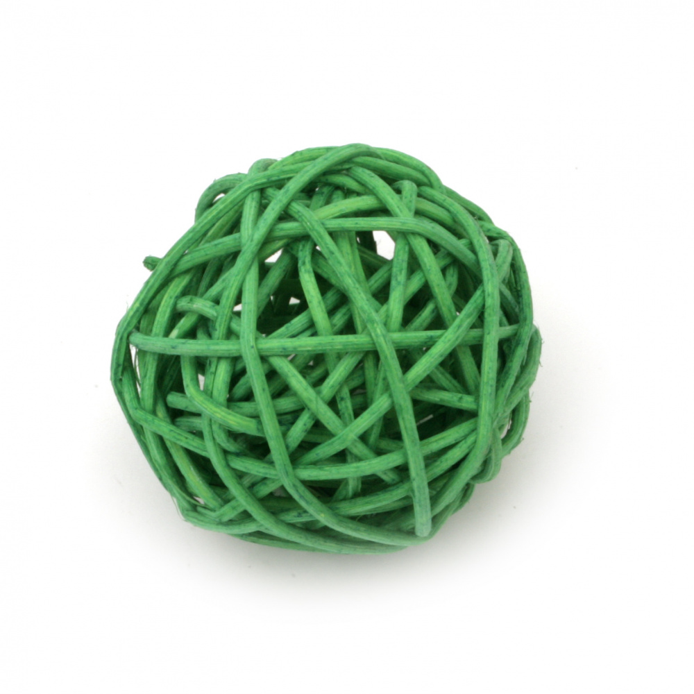 Rattan Ball, Wooden, Decoration, Craft Projects, DIY 50 mm green - 2 pieces