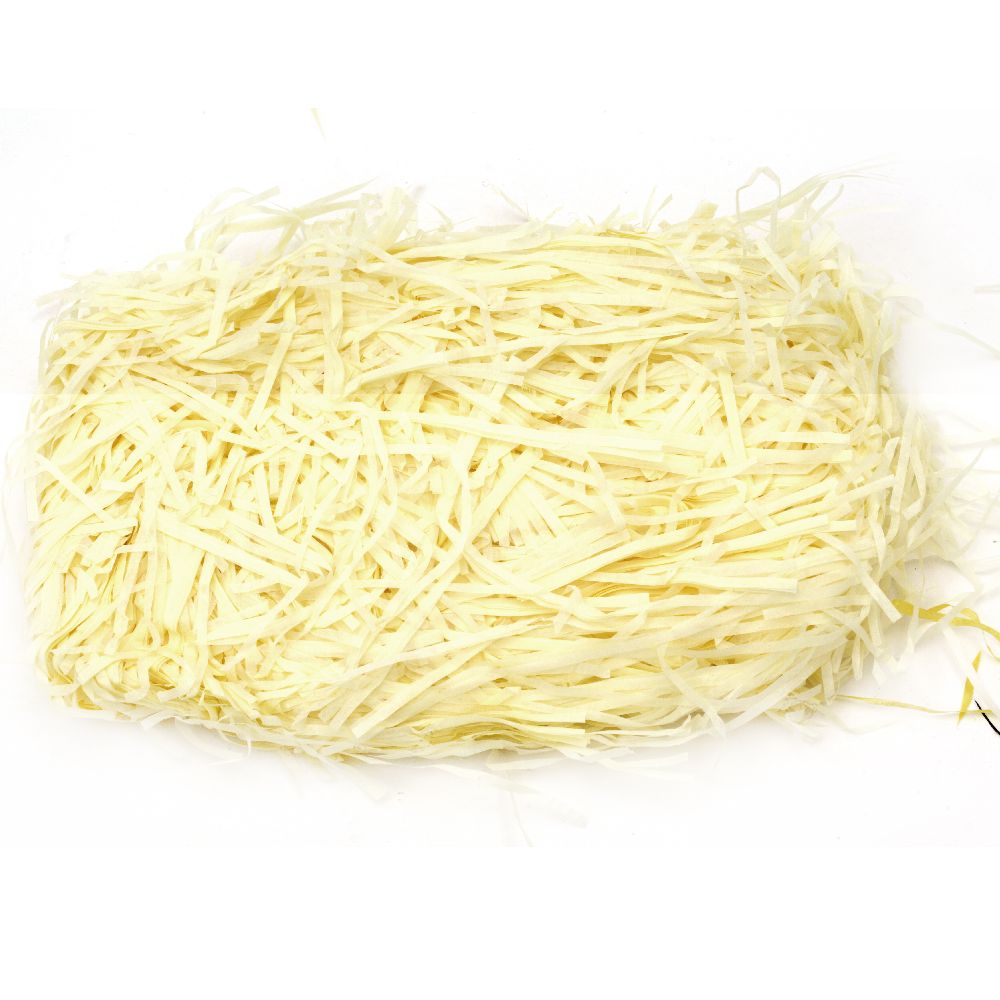 Paper grass for crafts, art projects, color light yellow - 50 grams