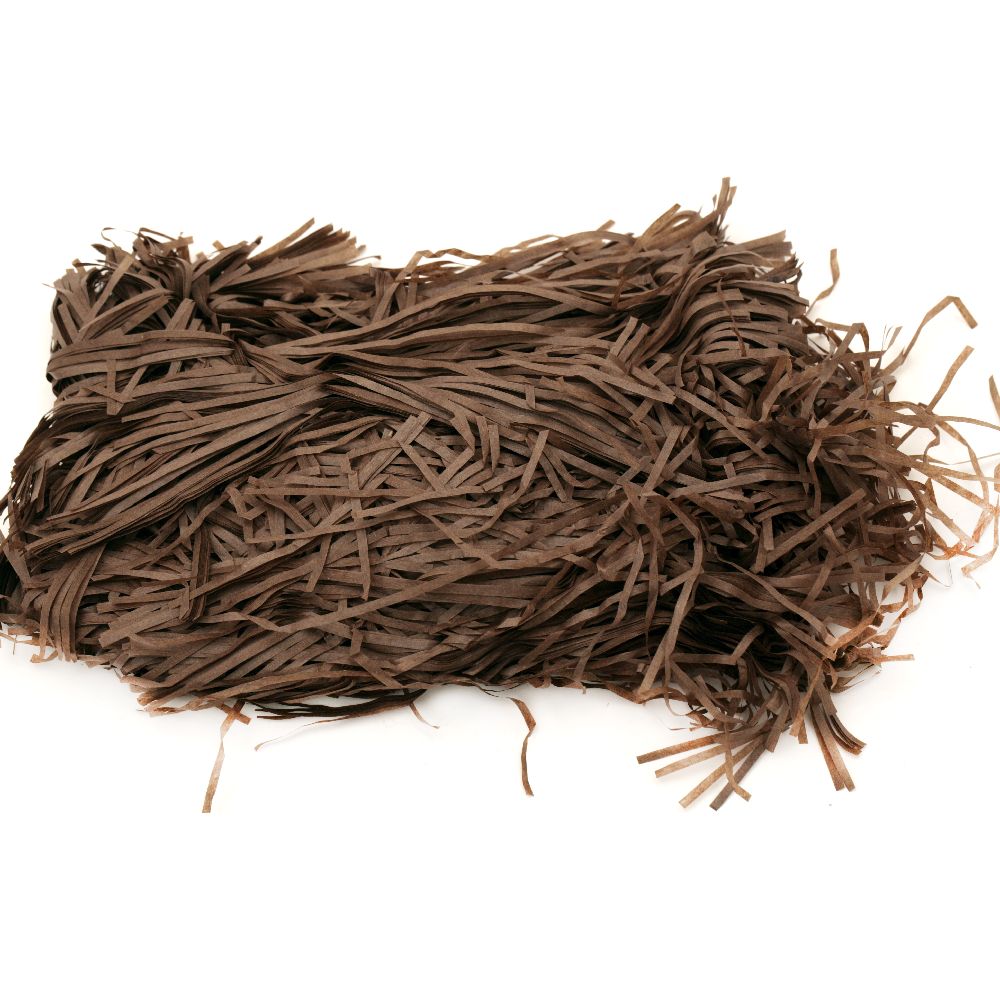Paper grass for DIY art ideas, decoupage, color brown - 50 grams