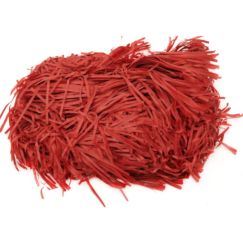 Paper grass artificial, DIY decoration decoupage, red - 50 grams