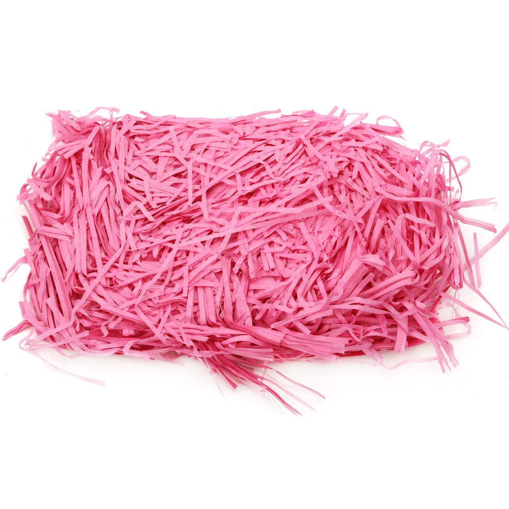 Artificial Paper Grass, Decoration Decoupage DIY color pink - 50 grams