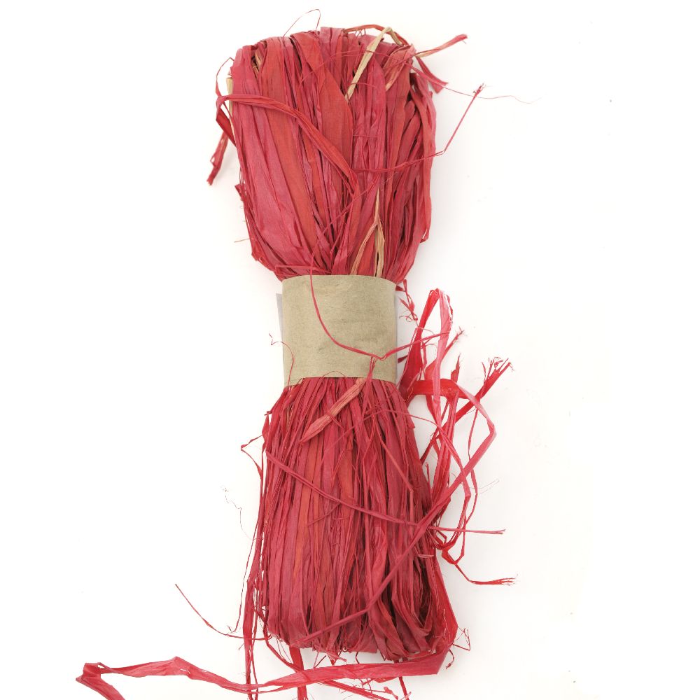 Natural Raffia Bundle, DIY Decorations, Craft, Scrapbooking, Wrapping red -30 grams