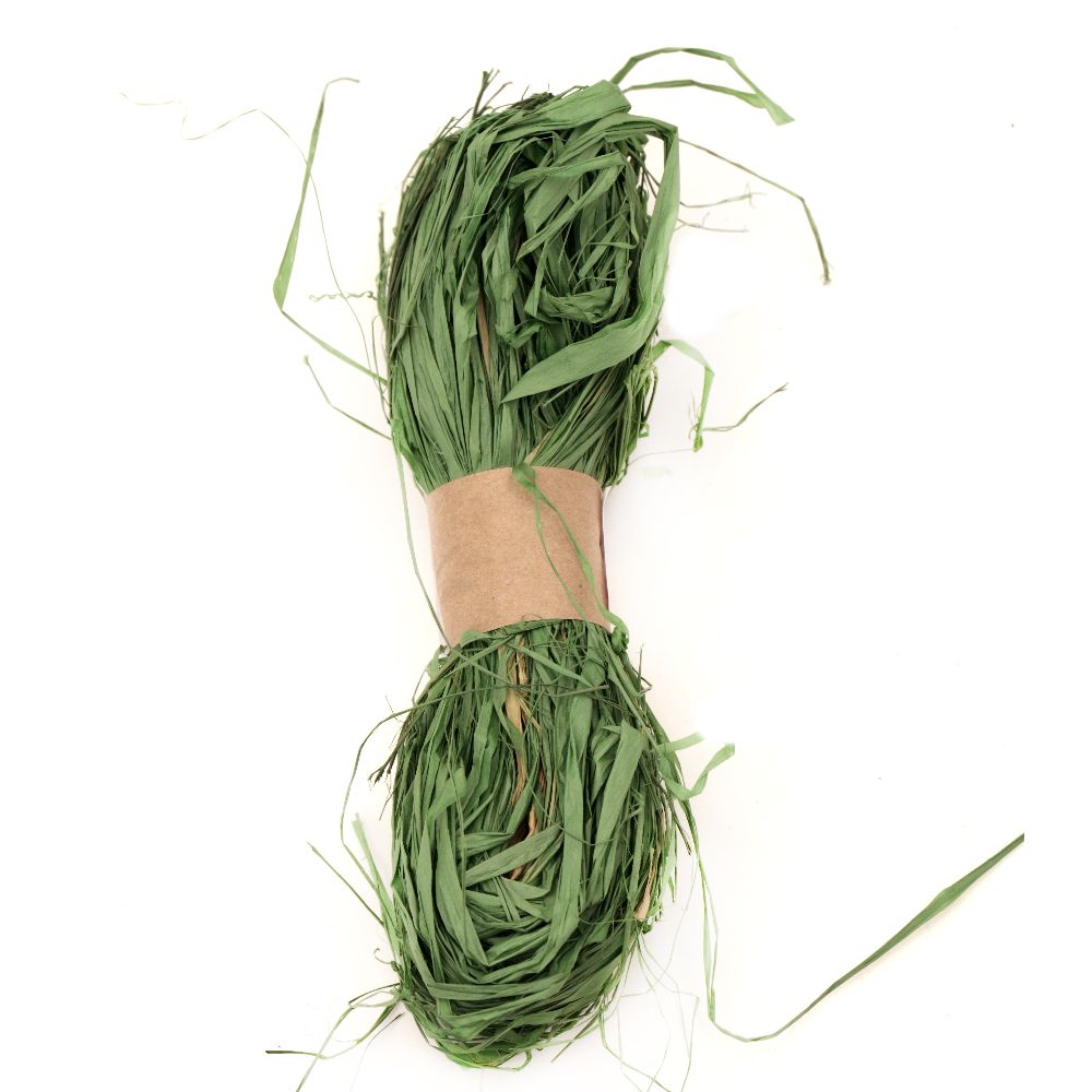 Natural Raffia Bundle, DIY Decorations, Craft, Scrapbooking, Wrapping green -30 grams