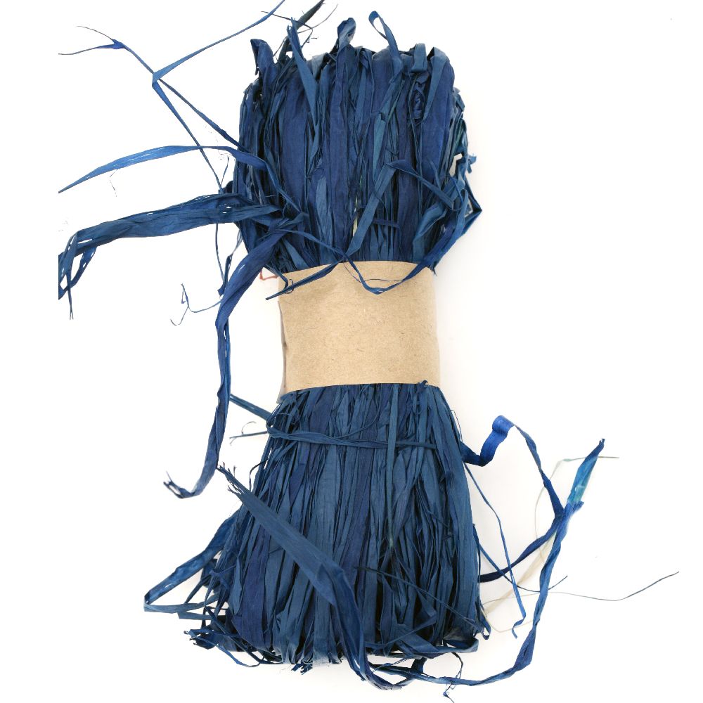 Natural Raffia Bundle, DIY Decorations, Craft, Scrapbooking, Wrapping blue dark -30 grams