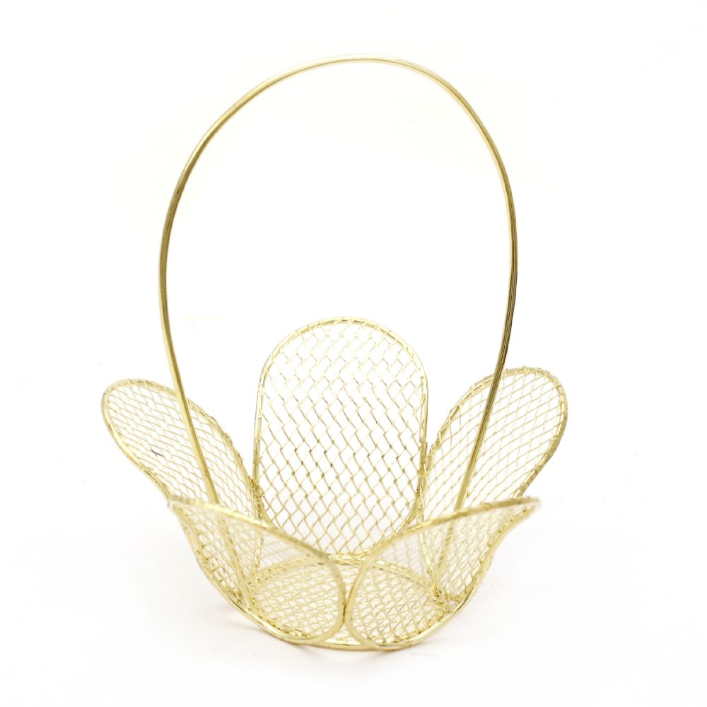 Basket metal 40x80x100 mm color gold flower