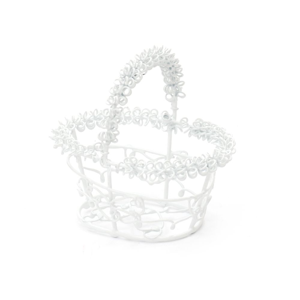 Ellipse Basket Metal, Decoration Hobby DIY 70x50x70 mm white