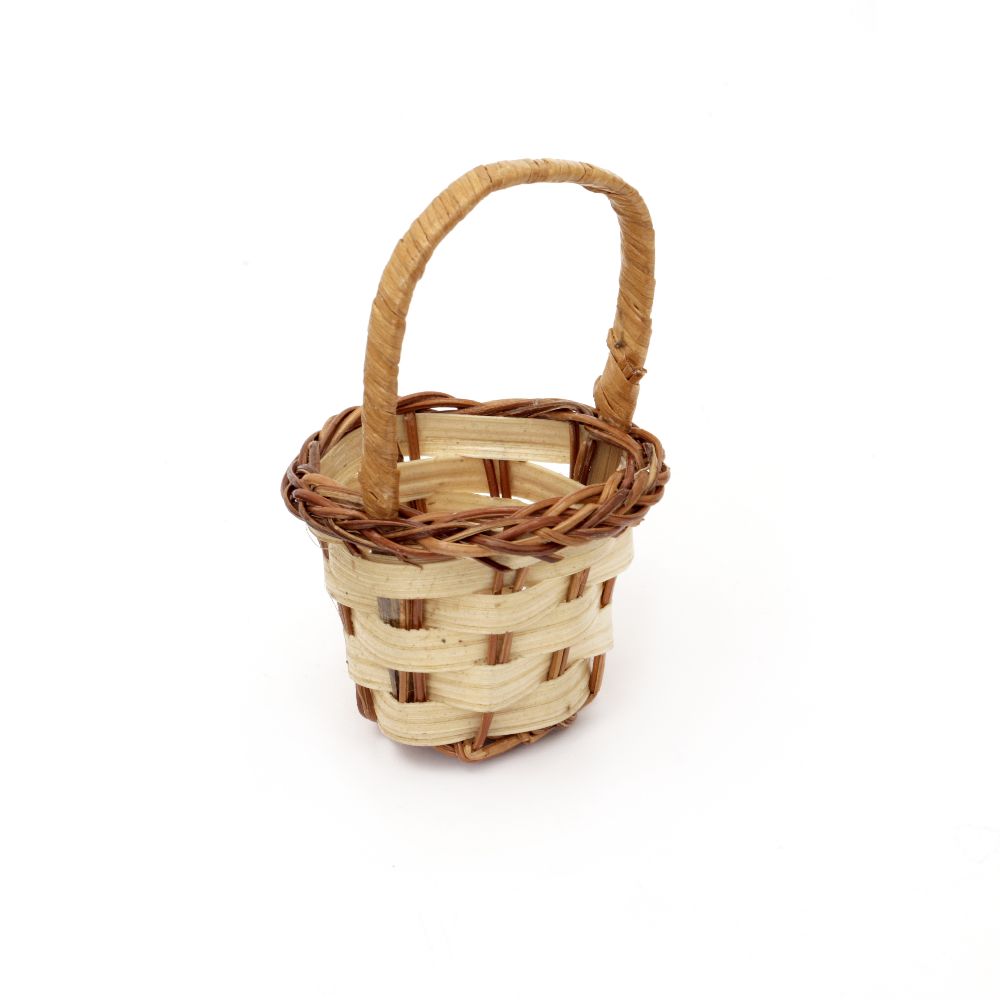 Tiny Wicker Basket / 35x65x105 mm / Beige and Brown