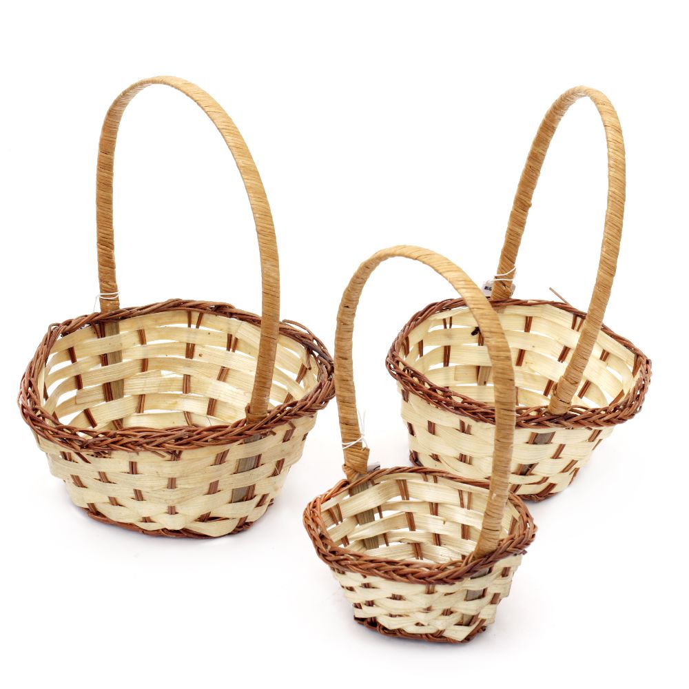 Set of 3 Sizes Wicker Baskets /  60x100x160 mm, 80x130x170 mm, 95x150x190 mm