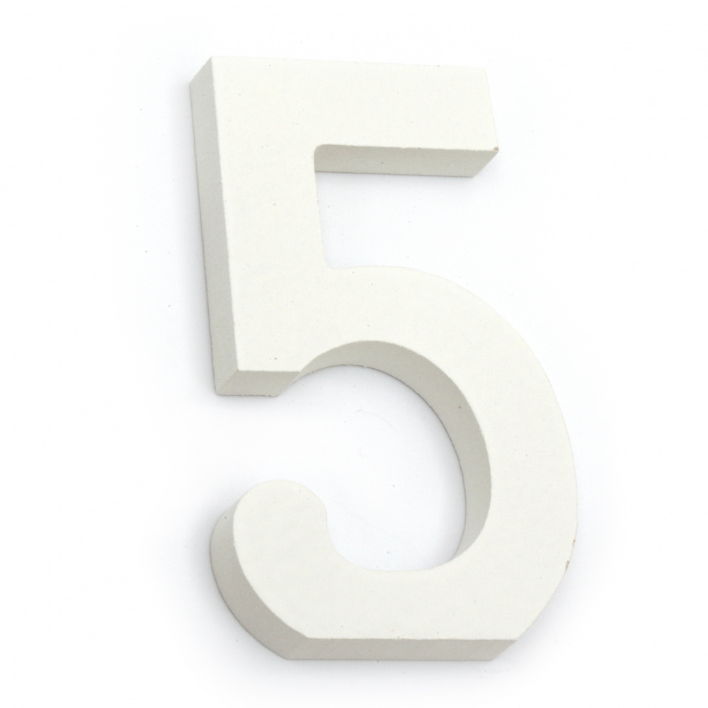 Wooden number "5" 110x66x12 mm - white, Decoupage Scrapbooking, Gifts, Decoration
