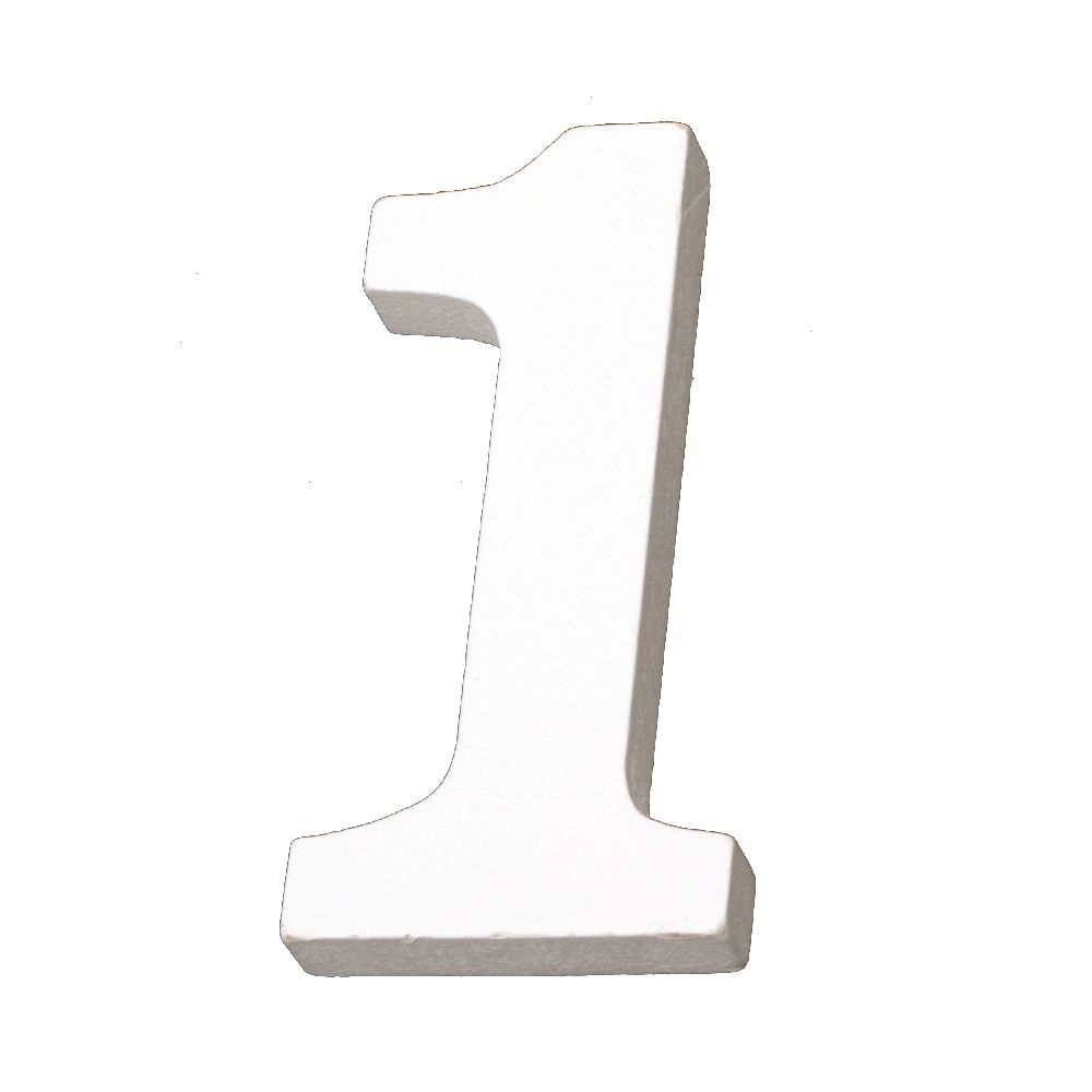 Wooden number "1" 110x54x12 mm - white, Decoupage Scrapbooking Gifts Decoration